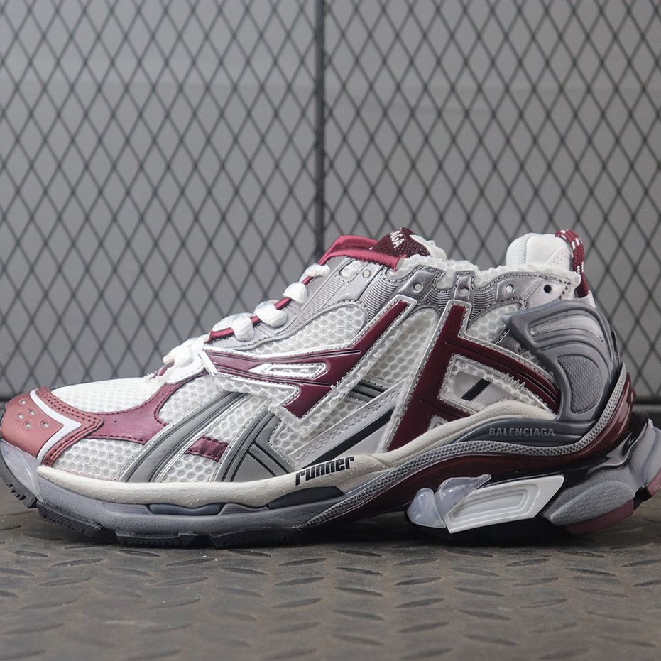발렌시아가 러너 스니커즈 그레이 버건디