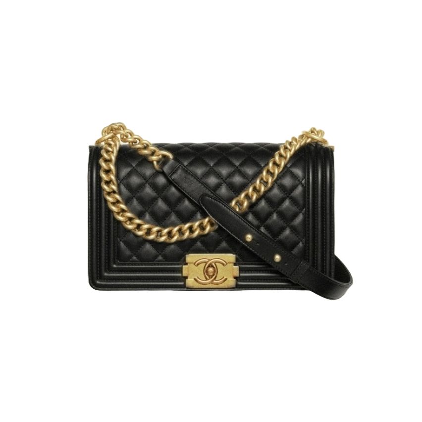 A67086 샤넬 램스킨 플랩 보이백 미듐