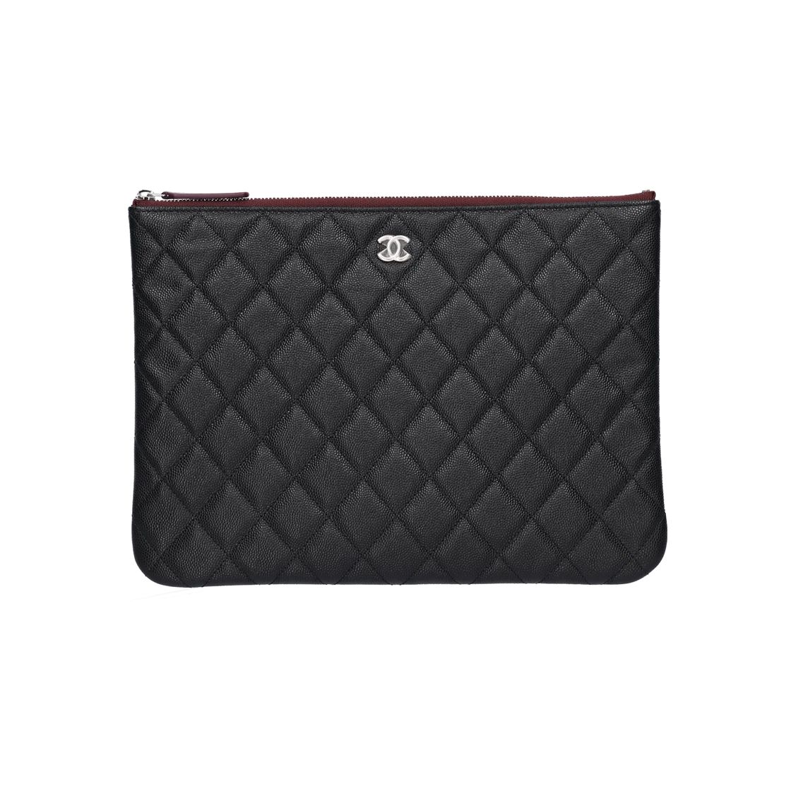 A82545 샤넬 캐비어 클래식 클러치 미듐 은장