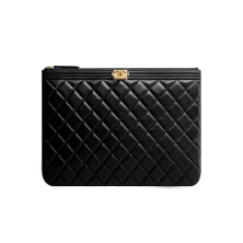 A84406 샤넬 램스킨 보이 클러치 미듐 금장