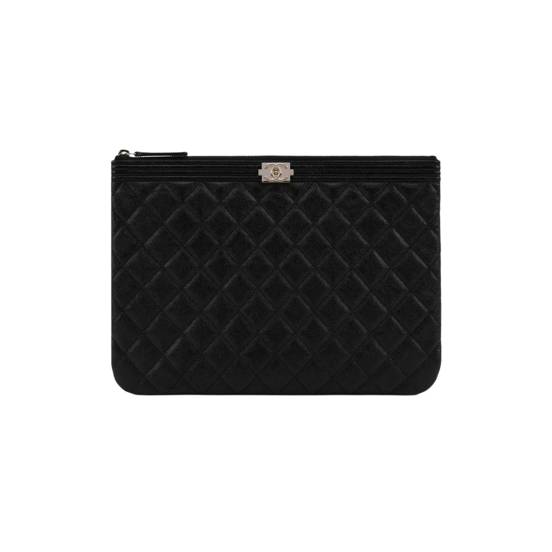 A84406 샤넬 캐비어 보이 클러치 미듐 은장