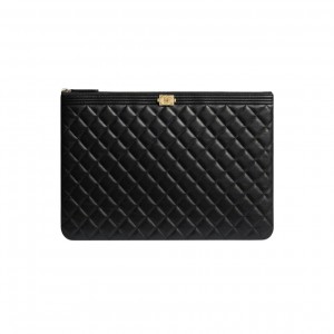 A84407 샤넬 램스킨 보이 클러치 라지 금장