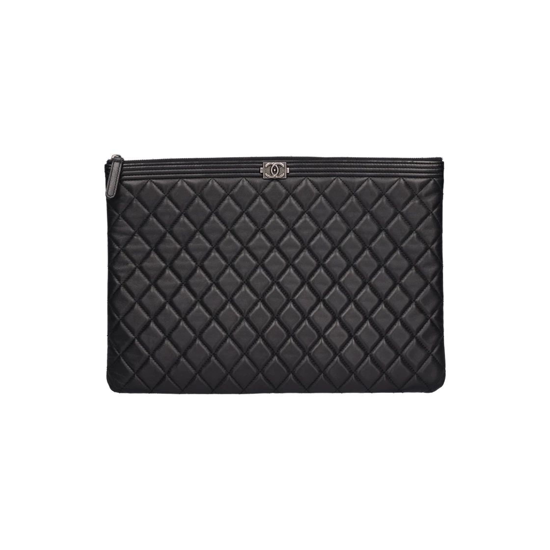 A84407 샤넬 램스킨 보이 클러치 라지 은장