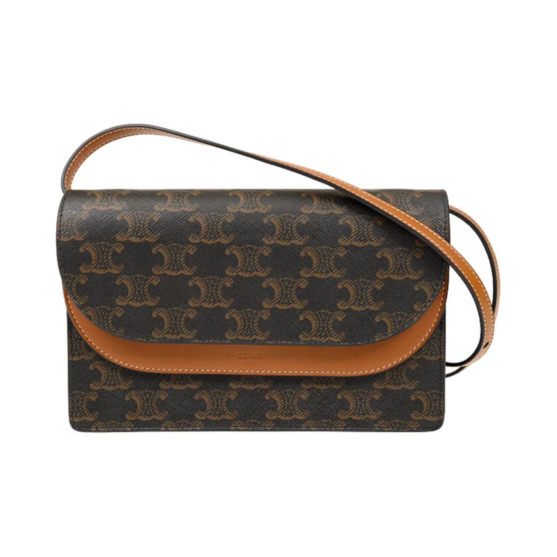 10D852 셀린느 트리오페 스트랩 월렛 탄