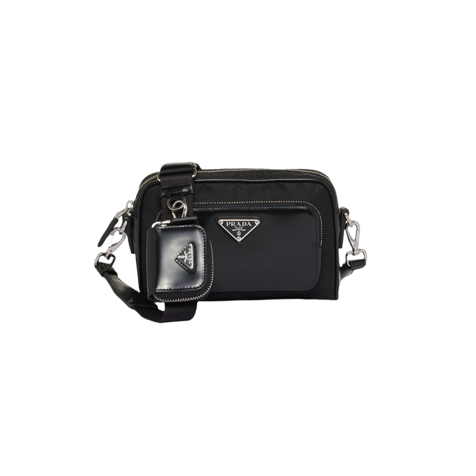 2VH172 프라다 리나일론 브러쉬드 레더 숄더백