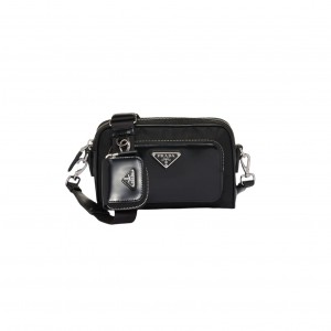 2VH172 프라다 리나일론 브러쉬드 레더 숄더백