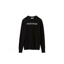 미우미우 로고 자카드 캐시미어 스웨터