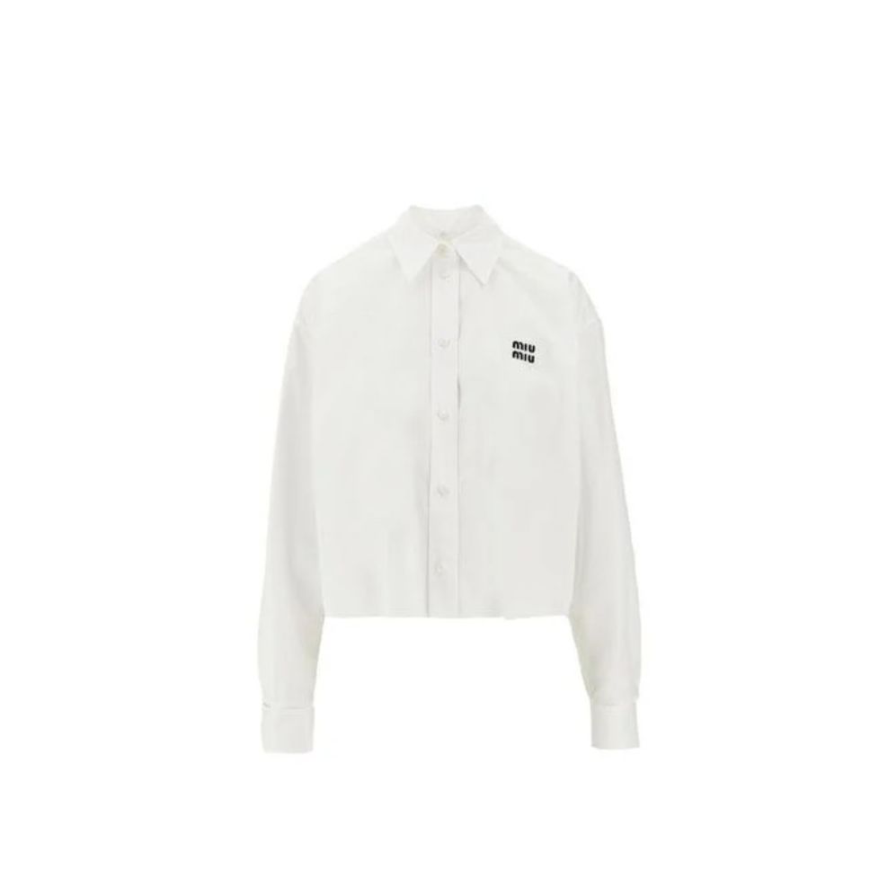미우미우 화이트 코튼 포플린 셔츠