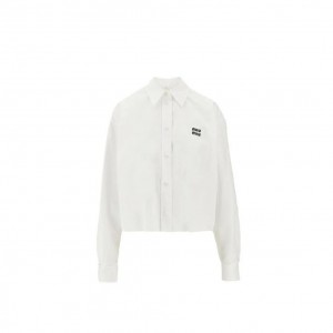 미우미우 화이트 코튼 포플린 셔츠